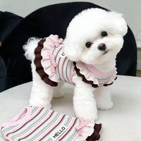 Knit Dog Vest Dress Ruffles Ruffle Pet Dress Ruffled Trim for Summer, Small Dogs