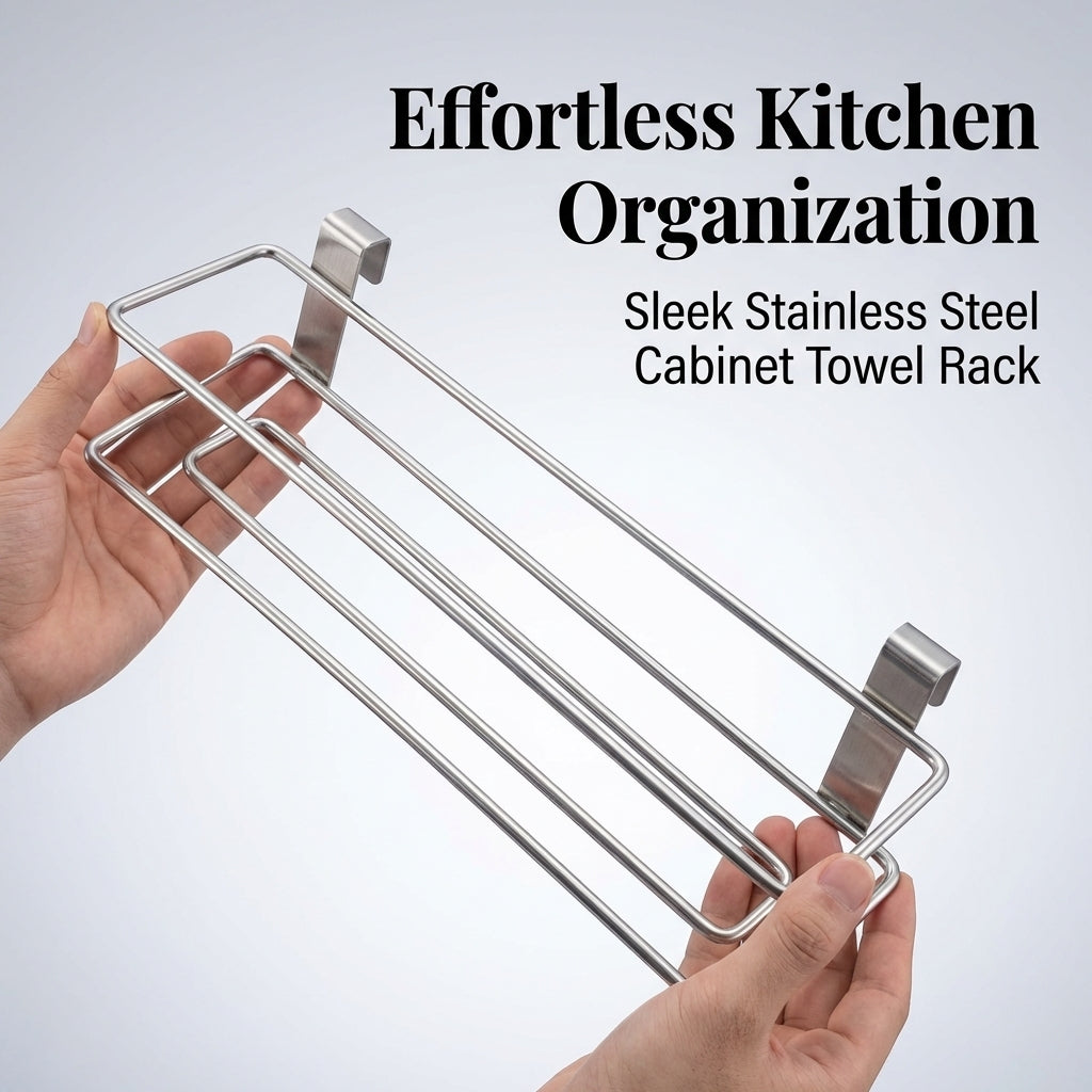 Wall-Mounted Towel Rack for Pantry and Bathroom, 201 Stainless Steel Door Organizer and Hanging Versatile Storage