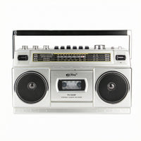 Built-in Handle AM/AM/radio Broadcast Radio Cassette Player Metal-Look Finish Tabletop Cassette Recorder Compact Two Speaker Radio