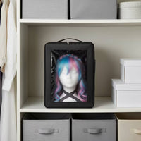 Soft-Sided Cosplay Storage Box with Window Safeguarding Hairpiece Head Case Transparent Hairpiece Case with Handle Long-Lasting for Conventions