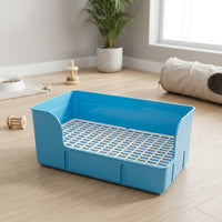 High Sided Litter Box Bunny Litter Tray, Reinforced Bunny Litter Box with Removable Pan and Mesh Grate, Anti-Tip Design for Enclosures, 40x22.5x17cm