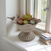 Rustic Metal Urn Multi-Purpose Farmhouse Centerpiece Bowl Decorative Bird Accent