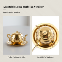 Tea Infuser Gold Color Finish Locking Spice Basket Rust-Resistant Reusable Design for Seniors, Travel, Office, Meal Preparation