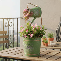 Vintage Metal Planter Decorative Home Decoration Distressed Paint for Patio
