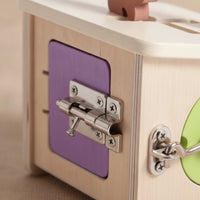 Natural Wooden Shape Sorter with Locks Educational Child-Centered Busy Box Interactive Wooden Shape Sorter Sturdy for Toddlers