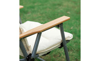 Portable Camping Chair Foldable Folding with Wooden Armrests No Assembly Required Beach Outdoor Chair for Anglers, Patio