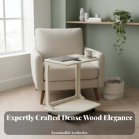 Rolling C-Shaped Table Completely wood Wood Construction C-Shaped Rolling Table