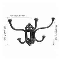 Vintage Cast Iron Hook Decorative Rustic Wall Mounted Rack Heavy Duty