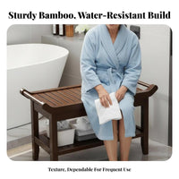Bamboo Bath Stool Water Resistant Bamboo Shower Bench Heavy-Duty for Living Room