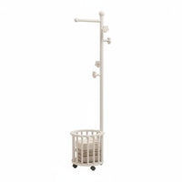 Rolling Clothes Rack Space-Saving Rolling Coat Tree with Basket Lockable Casters