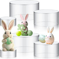 6-Pack Clear Acrylic Round Display Stand for Jewelry and Watches