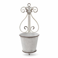 Rust-Brown Accents Heart Scrollwork Planter Iron Flower Pot Holder Decorative
