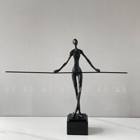 创意新中式金属纤夫拉线运动者装饰样板间售楼处客厅展示柜摆件