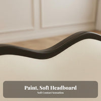 Curved Headboard Bed Vintage design Bedroom Furniture French Inspired Bedstead for duos, Homeowners, Guest Room, Apartment