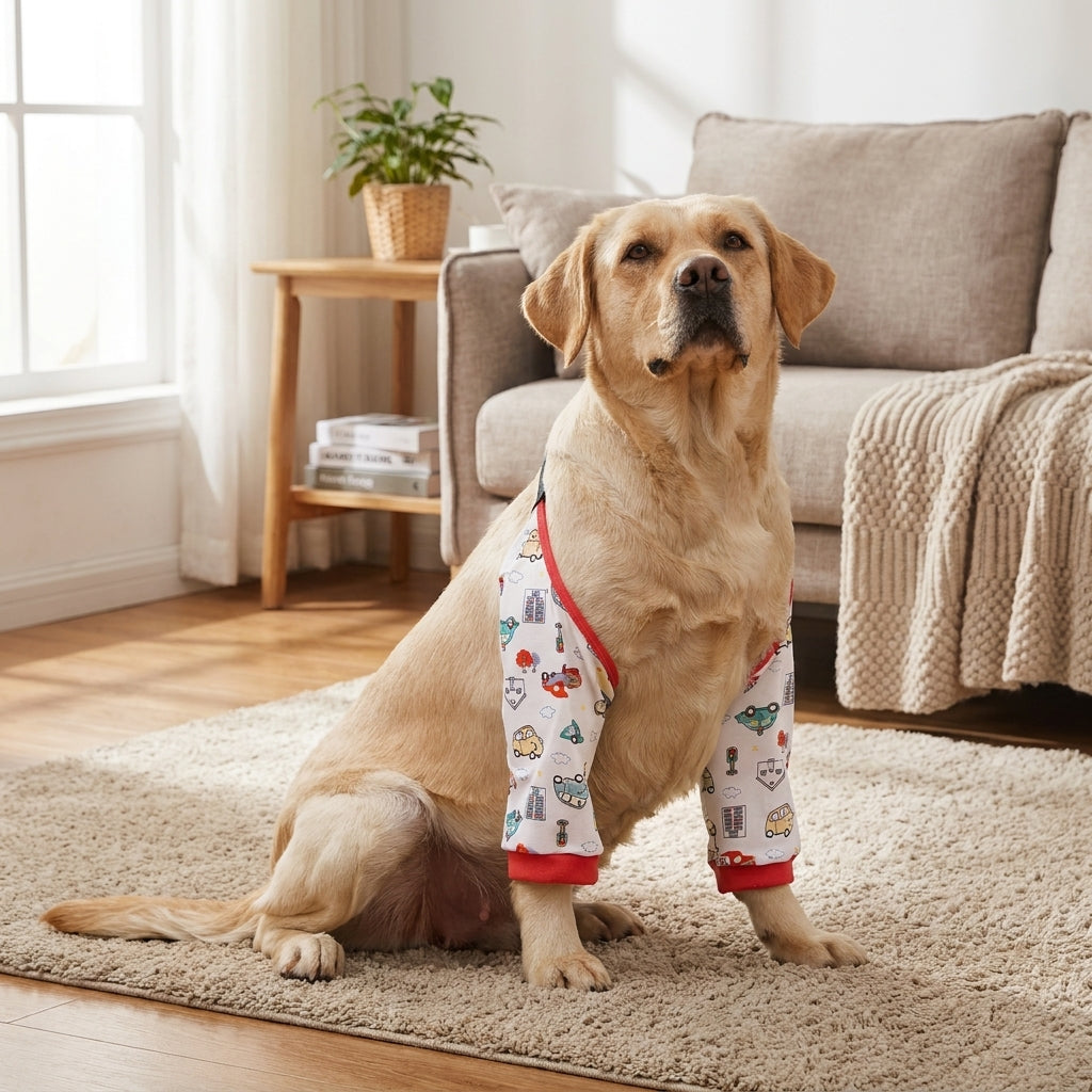 Dog Elbow Brace and Knee Protector 2-Pack, Pull-on Textile Leg Sleeve for Medium Large Front Leg Joint Support, Casual Pet Joint Support
