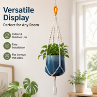 Black Rope Hanging Planter, Hand-Woven Macrame Plant Hanger, Indoor Outdoor Hanging Basket for Home Decor, 3 Pieces