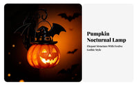 Spooky Pumpkin Light with Witch Hat | Warm Internal Glow, Jack-O'-Lantern with wing wing-like projections, for Porch