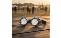 Pointed Steampunk Goggles Gothic Goggles with Spikes Mirrored Eyewear Vintage for Festivals, Photo Shoots