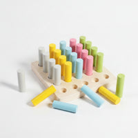 Hands-on Peg Insertion Toy Color Recognition Wooden Peg Board Educational Counting Pegs Learning for Preschoolers