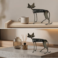 Figurine with Spring Body Bronze Cat Figurine Whimsical for Office, Entryway