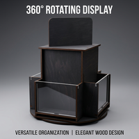 Rotating Greeting Card Display Stand, Wooden Card Holder, Retail Display Rack Organizer, Desktop Card Display, Multi-Tier Card Organizer