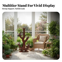 Multi-Tier Tree-Shaped Pot Holder Space Saving 5-Tier Plant Stand Anti-Slip Feet