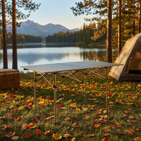 Folding Camping Table Foldable Portable Table Compact Furniture Slatted for Campers, Picnickers, Barbecue, Market Stalls