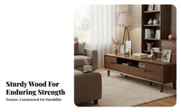 Lowheight TV Cabinet Wood Grain Finish Lowheight TV Stand Ample Storage Living Room Furniture for Homeowners, Families, Lounge Area, Bedroom
