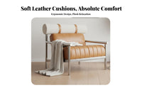 Upholstered Metal Frame Chair Nordic Aesthetic Armchair Light Luxury Design Comfortable Cushioning for Homeowners, Readers
