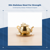 Tea Infuser Gold Color Finish Locking Spice Basket Rust-Resistant Reusable Design for Seniors, Travel, Office, Meal Preparation