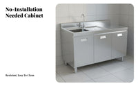 Stainless Steel Kitchen Cabinet Easy to Clean Unified Kitchen Workstation Water Resistant Metal Utility Cabinet for Homeowners, Apartment Dwellers