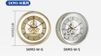 跨境热销高档直径103mm银色透视钟头镶嵌式金属齿轮钟机芯工艺品