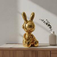 Astronaut Rabbit Figurine Electroplated Space Rabbit Figurine High-Gloss Finish