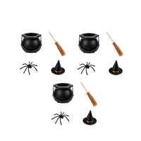 Halloween Decoration Set Dark Textured Finish Halloween Pot Straw Bristles