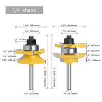 1/4 Shank Round Tenon Joinery Cutter Set for Cabinet Doors