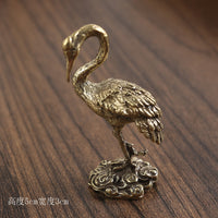 纯铜展翅高飞仙鹤摆件桌面装饰品办公室创意工艺品黄铜茶宠小摆件