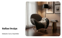 Half-moonShaped Armchair Italian Aesthetic Deep Seat Armchair Designer Piece Artistic for Interior Designers, Living Room