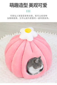 Cactus Pet Bed for Cats and Small Dogs, Semi-Enclosed Warm Sleeping Nest