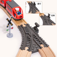 Beech Wooden Track Building Blocks Toy Train Set for Kids Educational Puzzle Gift