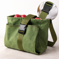 Fruit Picking Bag with Steel Ring for Orchard Harvesting, Thickened Canvas Garden Tool