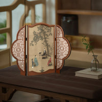 Traditional Chinese Desktop Decorative Screen Asian-Inspired Tabletop Folding Screen Oriental Panel Divider Miniature for Home Decorators, Collectors, Entryway, Bookshelf