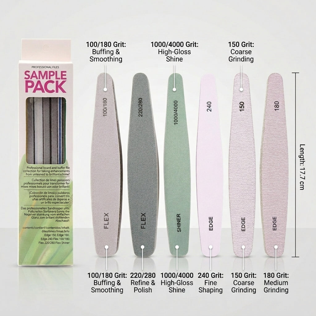 Professional Manicure Pedicure Tools Set, 6 Piece Nail and Buffer Kit with Sponge Blocks, Polishing and Shaping for Salon Quality at Home