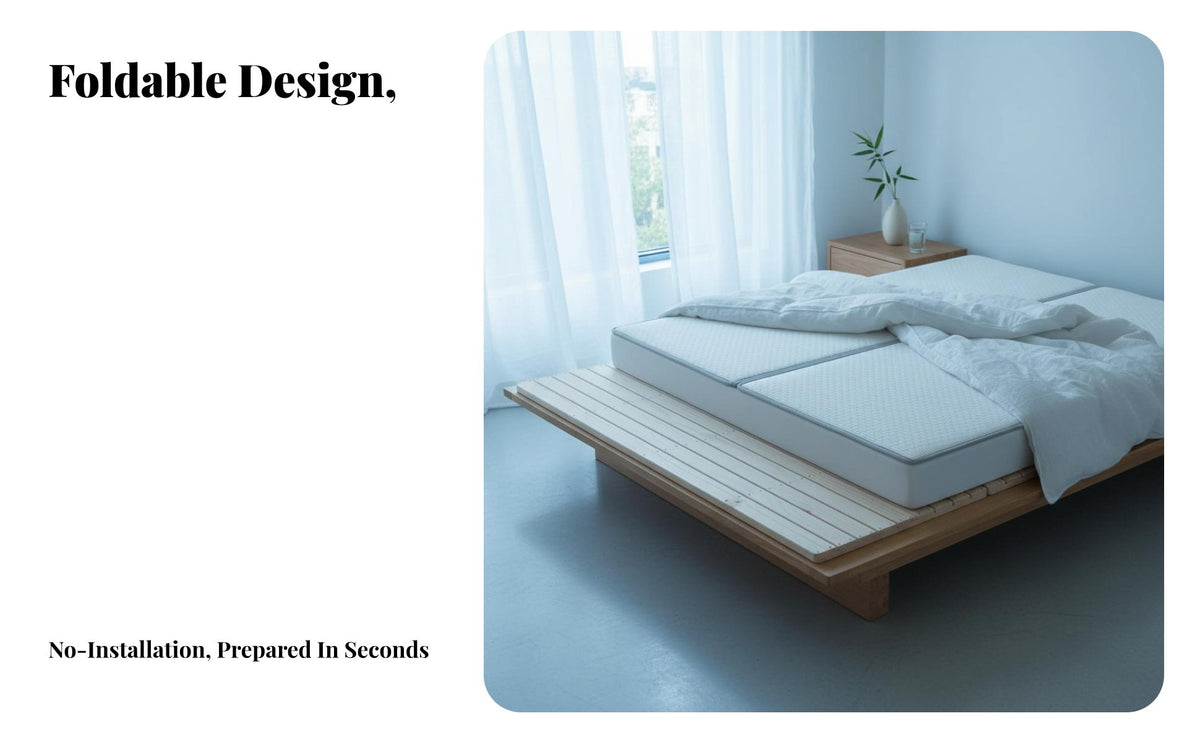 Breathable Folding Slatted Bed Board Easy Assembly Foldable Bunkie Board Heavy Duty Mattress Foundation Low-Height for Students, Homeowners, Renters, Dormitory, Dorm Room, Home