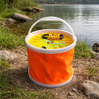 Livewell Bucket, Water Fetching, Folding Bucket, Metal Handle, Mesh Lid, Portable, Random Color