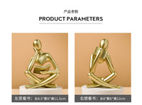 跨境简约抽象人物树脂工艺品摆件看书雕像家居客厅书架桌面装饰品