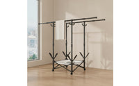 Foldable Double Rod Clothes Rack Space-Saving Double Rod Drying Rack Adjustable Telescopic for Students