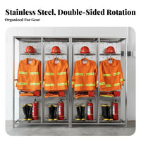 Firefighter Uniform Rack Heavy-Duty Stainless Steel Turnout Gear Rack Accessible-Design Design Double-Sided Rotating Gear Stand