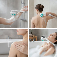 Electric Body Brush with Long Handle Waterproof Electric Bath Brush Rechargeable for Adults, Elderly, Shower, Home Spa, Washroom
