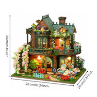 DIY Fairy Garden House Kit Warm Lighting 3D Wooden Model Kit Stable Structure Light up Miniature Dollhouse for Teens, Home Decor