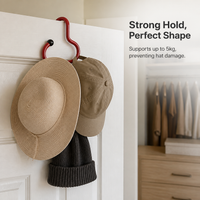 Hat Organizer Hanger Hooks for Closet, Baseball Cap Storage Rack, No-Drill Design